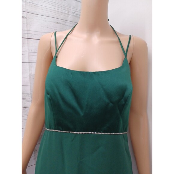 Alfred Angelo Ballgown Formal Green Dress Spaghetti Strap Halter Neck Sz 7/8 - Picture 2 of 12